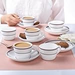 Larah by BOROSIL Premia Series Starlight 12pc Opalware Tea/Coffee Cup & Saucer Set (140ml Each) | Embossed Design, Microwave & Dishwasher Safe | Crockery Set Ideal for Daily Use & Gifting, White