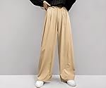 KOTTY Women’s Straight Fit Mid Rise Cotton Blend Solid Trousers