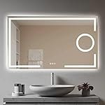 MIRROR WORLD Wall-Mounted led Mirror Glass Bathroom and Bedroom Home Decor Designer Mirror for Bedroom, Living Room, Dressing Room, Hall, wash Basin, Rectangular Shape, 3 Color Light mirror-18×18.
