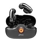 pTron Bassbuds Vortex Clips Wireless Open Ear Earbuds w/Chrome Finish, SafeBeats Tech, 50Hrs Playtime, Dual HD Mic w/AI-ENC, 10mm Driver, Pristine Sound, BTv5.4 Earclips, IPX5,Type C Charging(Black)