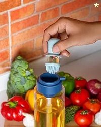 Clazkit Plastic Jar Oil & Liquid Storage Dispenser with Brush | Heat-R