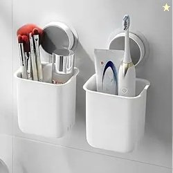 JIALTO Abs Plastic 2 Pcs Toothbrush Holders for Bathroom, Wall-Mounted