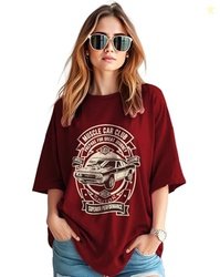 AUSK Oversized T-Shirt for Womens || Graphic Front Printed Loose fit W