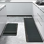 Anti Fatigue Kitchen Rug Sets 2 Piece Charcoal Grey Non Slip Kitchen Mats for Floor Cushioned Kitchen Rugs & Mats Waterproof Comfort Standing Mat Runner for Kitchen