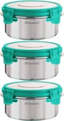 Floraware FL SS Round Lunch Box 500ML Set of 3 SEA Green