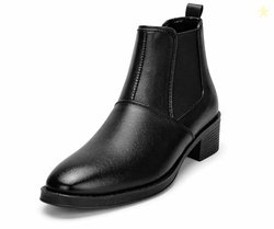Kraasa Mens Height Increasing Chelsea Boots | PU Leather Slip-On Ankle