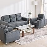 Home Centre | Helios Vive | 5 Seater | Fabric|Solid Wood | Sofa Sets | Grey | Sofa Set 3+1+1 | 1 Year Warranty
