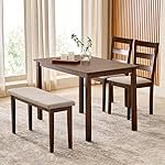 Home Centre | Helios Lia | Solid Wood | 4 Seater Dining Table Sets | Brown | 1 Table with 2 Chairs and 1 Bench | 1 Year Warranty