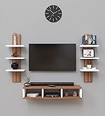 Spyder Craft Tokyo Engineering Wood Wall Mount TV Entertainment Unit Set Top Box Stand/TV Cabinet with Shelves for Books & DÃ©cor Display Unit Bed Living Room Upto 60 Inches Color -Wood Brown, White