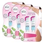 Veet Pure Hair Removal Cream for Women |Derma Tested* for Sensitive Skin (20g + 20g) (Pack of 3) | Safe for Underarms & Bikini | Gives you Smooth, Moisturized & Visibly Glowing Skin