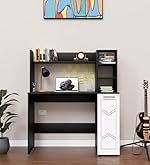 Spyder Craft Aster Engineering Wood Modern Office Desk Study Table Computer Table for Office Work from Home Kids Study Room Workstation with Storage-Black – White (Y1)