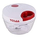 Tosaa Vegetable Pull Chopper 450 ml with Bowl & 3 SS Spiral Blades (Color May Vary, Plastic)