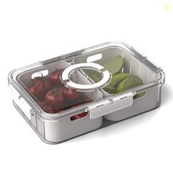 Lifelong 2-Compartment Fridge Storage Box with Lid & Handle | Airtight