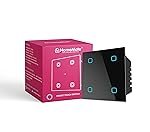 HomeMateÂ® Wi-Fi Smart 4 Gang Touch Switch (Black, Pack of 1) | No Hub Required | Works with Amazon Alexa, Google Assistant & Siri