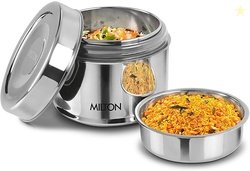 MILTON STEEL SNACK 2 Containers Stainless Steel Office Lunch Box ...mo