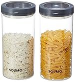 Solimo Twist & Lock Plastic Storage Container Set, 1400 ml, Set of 2, Grey