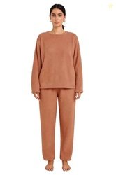 KOTTY Women's Coral Fabric Fab Brown Winter Set (Brown,L)-KTTWINTERSET