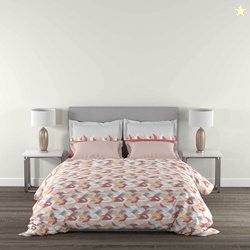 MYTRIDENT Cotton Queen Flat 144 TC Geometric 1 Bedsheet with 2 Pi...mo