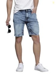 The Indian Garage Co Men Slim Fit Solid Mid-Rise Denim Shorts