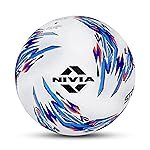 Nivia Storm 2.0 Football | Rubberized Moulded | Suitable for Hard Ground Without Grass, Wet & Grassy Ground & Artificial Turf | Training Ball | for Men/Women | Football Size – 5 (White/Blue)
