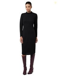 ATHENA LIFESTYLE Women's Polyester Bodycon Midi Dress (ADR-17837_Black