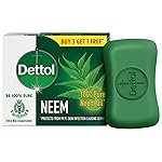 Dettol Neem Bathing Soap Bar With Pure Neem Oil, 75G (Buy 3 Get 1 Free), Combo Offer On Bath Soap