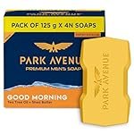 Park Avenue Premium Menâs Soaps for Bath â Good Morning | 125g (Pack of 4) | Enriched with Tea Tree Oil & Shea Butter | Grade 1 Soap | For All Skin Types