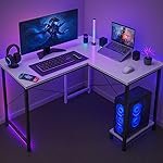 Callas L Shaped Computer Desk – Gaming Corner 50 Inch PC, Computer Corner Desk, Writing Workstation with Wooden Desktop CPU Stand for Home, Office, Room & Small Space (White – ST-22 White(R))
