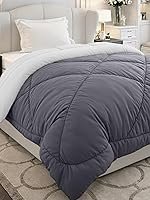 Monte Carlo Polyester Comforter Single Bed | 200 GSM Lightweight & Reversible | Soft Quilt for Mild Winter | Easy Care All Season Comforter (Charcole) | 59 x 87 Inches