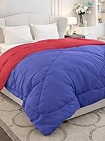 Monte Carlo Polyester Comforter Double Bed | 200 GSM Lightweight & Reversible | Soft Quilt for Mild Winter | Easy Care All Season Comforter (Blue/Maroon) | 87 x 94 Inches
