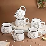 The Earth Store Cup O’clock Cup Set of 6 for Tea-200ml Each Capacity | Clock Print | Microwave and Dishwasher Safe Ceramic Tea Cup Ideal for Home, Office, Parties, Birthday Gift Chai Cups