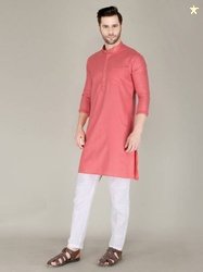 FUBAR Men Solid Cotton Blend Straight Kurta