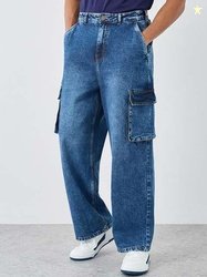 Styli Men Wide Leg Mid-Rise Jeans