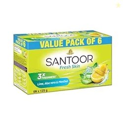 Santoor Fresh Skin Aloe Vera & Lime Bathing Soap with Nourishing & Ant