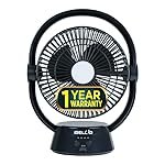 IBELL Portable Table Fan Rechargeable For Home, Mini Size, High Speed, With 2 LED Light Settings, 3 Speed Modes, USB Charging, High Speed (Black)