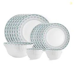 Cello Dazzle Series Celeste Opalware Dinner Set | 20Pcs | White | Serv