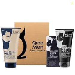 Qraa Beard Care Kit for Men | Beard Oil for Growth & Nourishment, Face