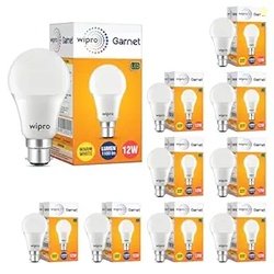 Wipro Garnet 12W LED Bulb for Home & Office |Warm White (2700K) | B22