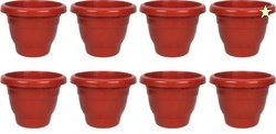 JOREN 8 inches Teracotta Gardening Flower Pots Round Plastic Plan...mo