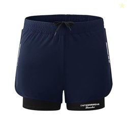 Cockatoo AM444-2in1 Men's Workout Running Shorts, Active Wear Men,Navy