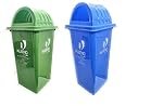 CELLO Kleeno Dome Lid Plastic Manual-Lift Garbage Dustbin Bucket 60 LTR – GREEN/BLUE (PACK OF 2)
