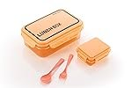ATTRO Crunch Plastic Lunch Box Airtight, BPA-Free Comes with Fork & Spoon â Ideal for Office, School, Travel, Adults & Kids- Peach- 900ml