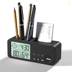 eo Decision Making Alarm Clock with Pen Stand Card Holder | Mini Clock