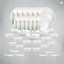 La Opala Opal Glass Crockery | for Family of 6 | Dinner Set 35 pcs Pin