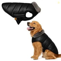Sage Square Dog Winter Jacket Coat with Fur Collar, Light Weight, Ultr