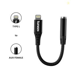 tunez CB-90 Type L to Aux Connector With DAC - Braid + Shell Material,