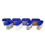 Happy Cove Modular Wonder Spice Shaker and Sprinkler Set | Airtight | Stackable | Leakproof | BPA Free | Kitchen & Pantry Storage | Set of 8 | 150ml (Blue)