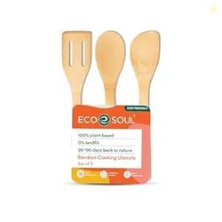 EcoSoul | Bamboo Spatula [ Set of 3 ] | Wooden Spatula | Bamboo Ladle/