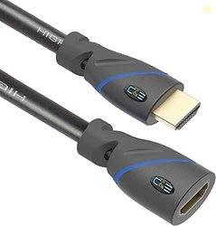 C&E High Speed HDMI Cable Male to Female with Ethernet Black (15 Feet/