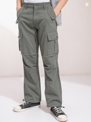 HIGHLANDER Men Straight Fit Mid-Rise Cargos Trousers